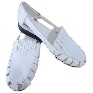 Dr. Scholl's Women's 8.5W White Leather Cap Toe Flats Air-Pillo Insoles EC3-09